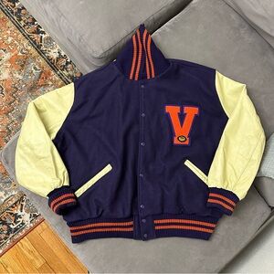 VTG DeLong Purple Cream Wool Leather Missouri Valley Varsity Letterman Jacket 3X